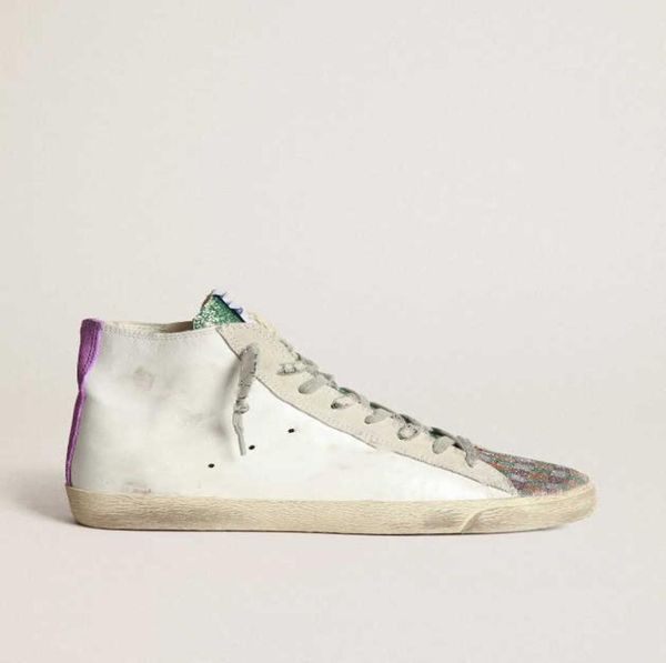 

high small dirty shoes designer luxury version italian handmade lab white women francy sneakers with purple glitter star1272613