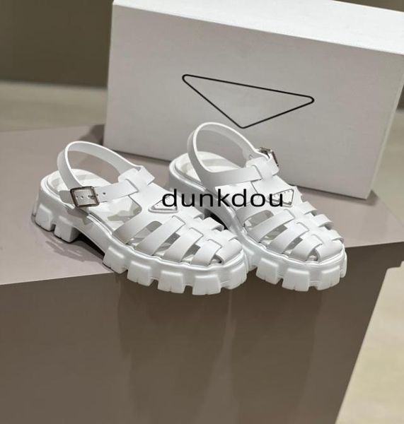 

runner sandals designer women triangle logo sandal fashion jelly platform slippers monolith summer slides size 35412302167, Black