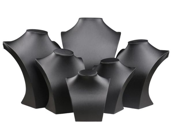 

black pu leather necklace bust tall jewelry display stand neck form for jewellery window shelf exhibition counter stand xpiwt 4319074