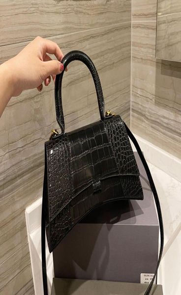 

2022 designer luxury hourglass ladies bag crocodile pattern handbag leather hour glass women totes purses classic crossbody tote3526380
