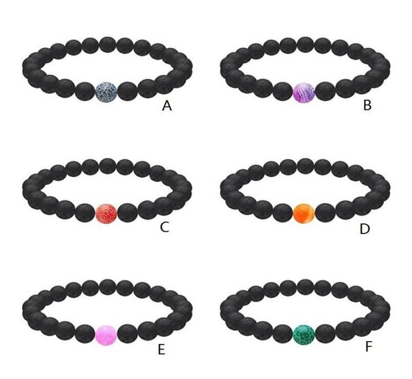 

6 colors weathered agate natural black lava stone beads elastic bracelet essential oil diffuser bracelet volcanic rock beaded hand3774316, Golden;silver