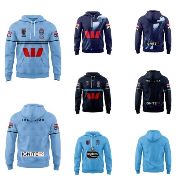 

loose fall sweatshirt men's street hoodie 2023 nsw blues state of origin jersey rugby hoodie, Black;gray