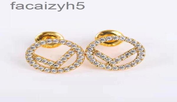 

charm designer fenjia round full diamond double f earrings women039s light luxury fashion simple and versatile geometric earrin2775885737, Golden