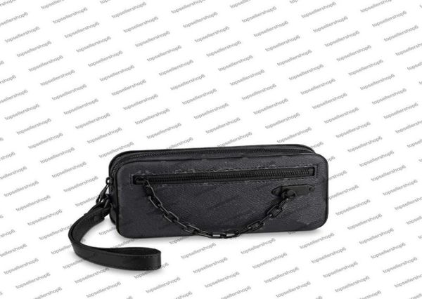 

m68321 m55703 pochette volga men clutch chain bag designer genuine cowhide leather canvas embossed check removable strap handbag p4619195, Red;black