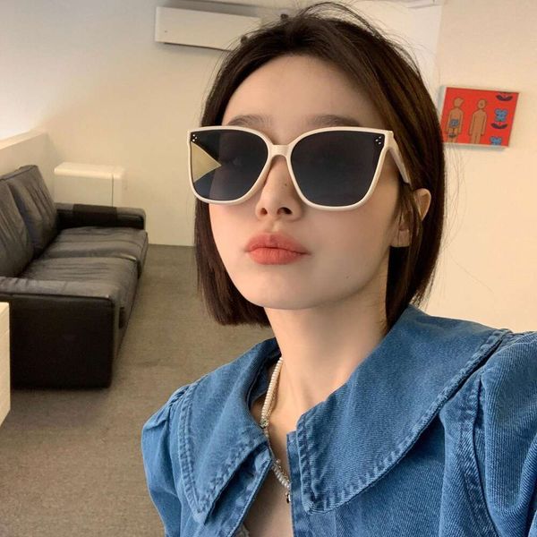 

sunglasses girl ins big face trendy street rice nail, White;black