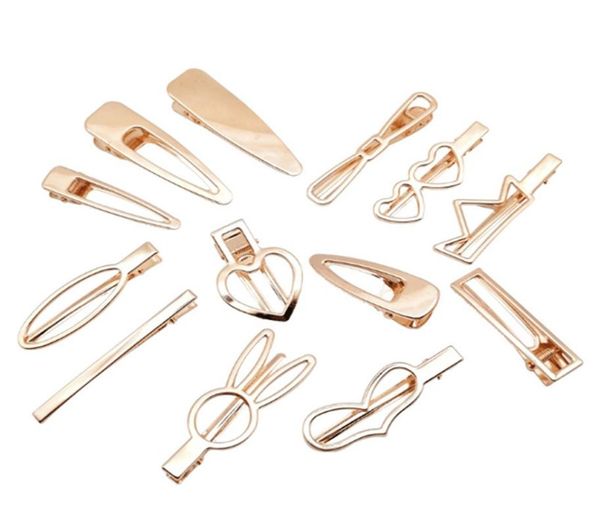 

100pcs whole diy barrettes gold rabbit crown heart hair clip duckbill alligator alloy hairpin girls metal hair pin7885191, Golden;silver