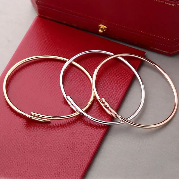 

Designer New 3mm Thinner Nail Fashion Unisex Cuff Bracelet Couple Gold Titanium Steel Bangle Jewelry Valentine's Day Gift