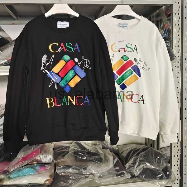 

men's hoodies sweatshirts colorful letter casablanca sweatshirts men women splic square tennis court pattern hoodie pullover oversize x, Black