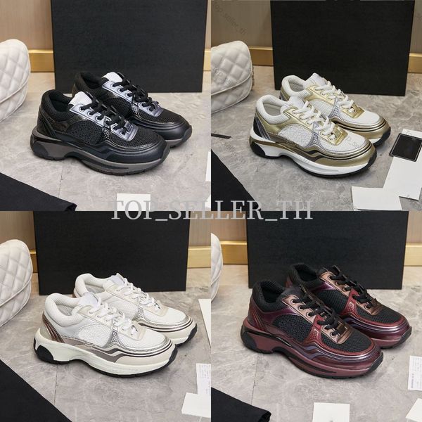 

fabric laminated sneaker designer shoes vintage sneakers mesh trainer reflective increasing trainers women mirror gold silver black leather