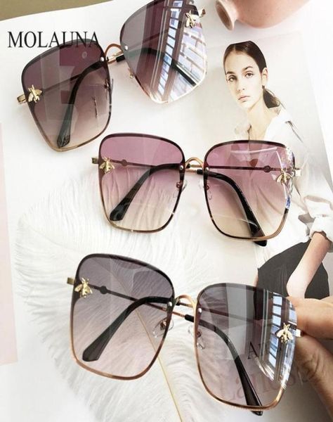 

sunglasses 2022 oversize square women retro metal frame bee sun glasses brand designer female gradient oculos uv4002651620, White;black