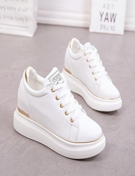 

white hidden wedge heel elevator casual lace up height increasing shoes6695494, Black;white