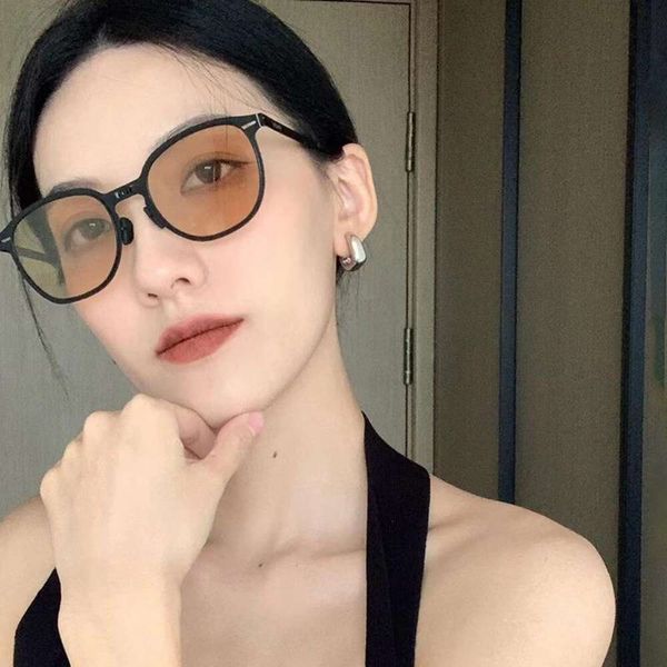 

metal foldable sunglasses womens trendy ins sunscreen large framed thin, White;black