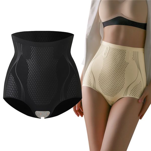 

womens shapers ice silk ion fiber repair shaping women sculpt short high waisted body shaper briefs firm tummy control pants shapewear 23090, Black;white