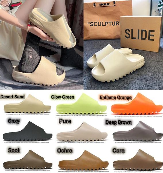 

designer sandals man eva rubber woman comfortable slipper glow green soot onyx black bone resin desert sand pure slides mens slider eur36-47