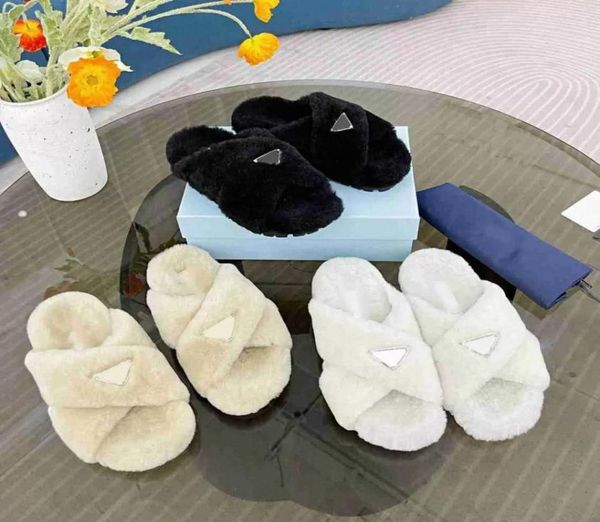 

slippers desginer women fur slippers winter furry soft warm white black grey fashion sandals shearling slipper flat electric embro6567589