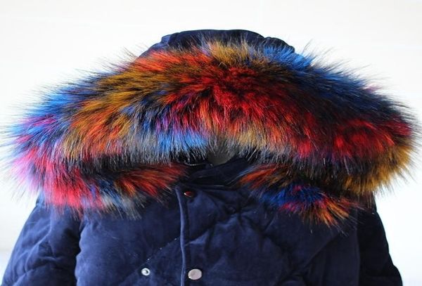 

lady blinger new faux raccoon fur scarf winter jacket hood fur decor shawl multicolor fake fur scarf winter men coat collar d190115973903, Blue;gray