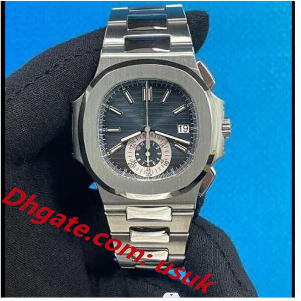 

men watch nautilus annual calendar 5980 blue dial 40mm automatic mechanical 904l steel strap glass back sports mens watches with b2101, Slivery;brown