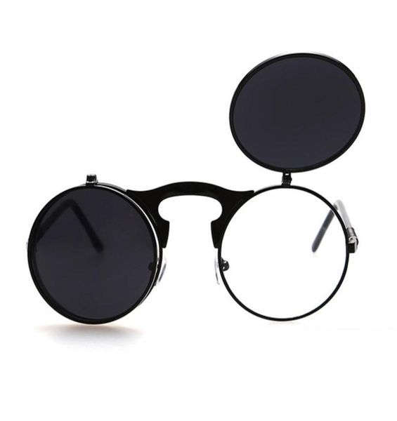

flip up steampunk sunglasses men round vintage mens sunglass fashion glasses hip hop sunglass6515624, White;black