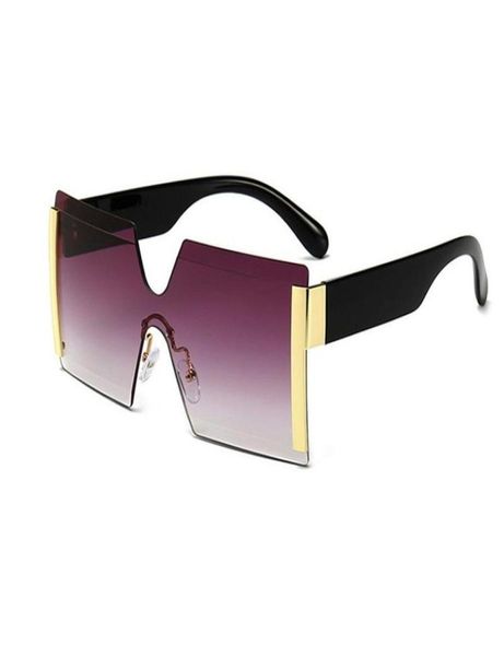 

sunglasses fashion oversized square rimless women brand designer flat big sun glasses female one piece travel gafa de sol1226153, White;black