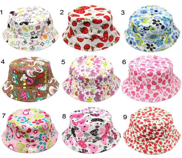 

30 colors outdoor hat children grid bucket hat casual flower sun printed basin canvas e kids fisherman caps baby beanie caps m9607198, Blue;gray
