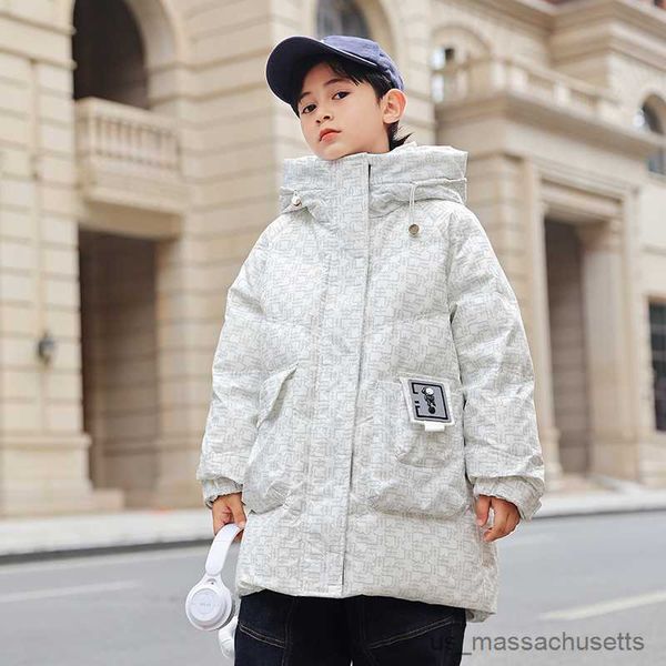 

down coat boys down jacket winter clothing loose warmth kids white down snow solid children outwear r230905, Blue;gray