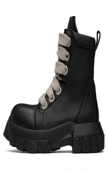 

mega shoelace men motorcycle boots huge shoelaces men039s casual sneaker luxury trainers genuine leather man platform shoes3506608, Black