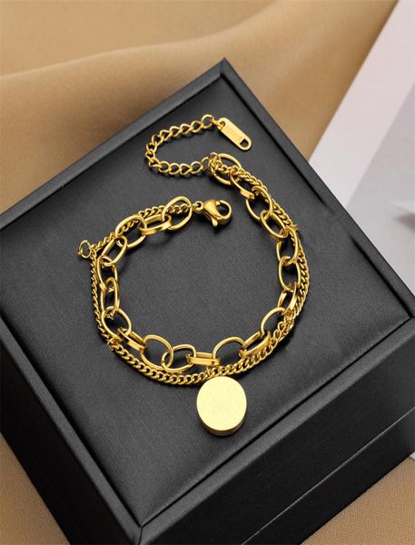 

golden round letter home women chain bracelet link luxury designer double layer hollow birthday gift jewelry without packing 11 9c7301942, Black