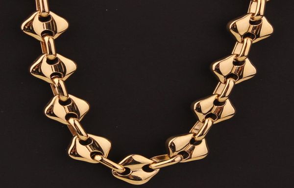 

stainless steel jewelry 18k gold plated high polished miami cuban link necklace men punk 10mm curb chain safety clasp 56cm3922769, Silver