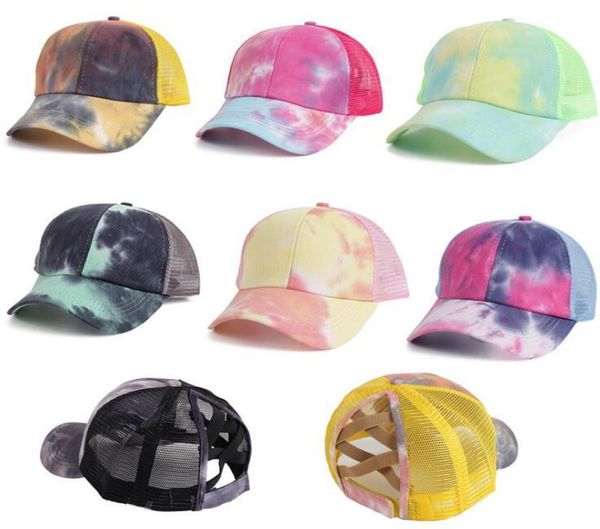 

tie dye criss cross ponytail baseball cap messy bun hats for women washed cotton snapback caps casual summer outdoor sun hat7544649, Blue;gray