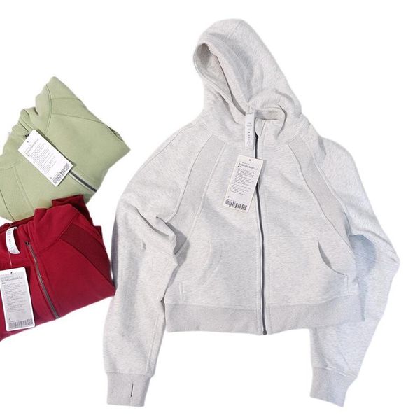 

yoga outfits lu scuba hoodie oversized full zipper sweatshirt fitness gym workout clothes long sleeve 6 piece colors keep warm3137