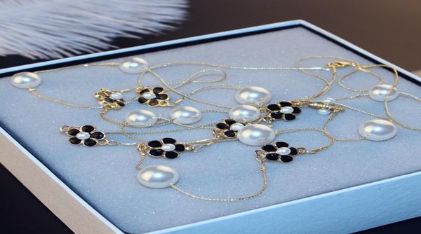 

agood double layer long chain for women rose camellia pearls necklaces elegant party jewelry5720289, Silver