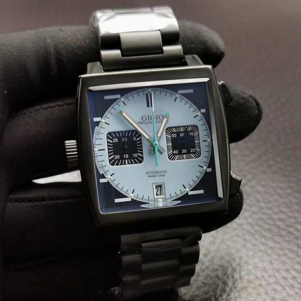 

men black blue quartz chronograph blue gulf watch, Slivery;brown