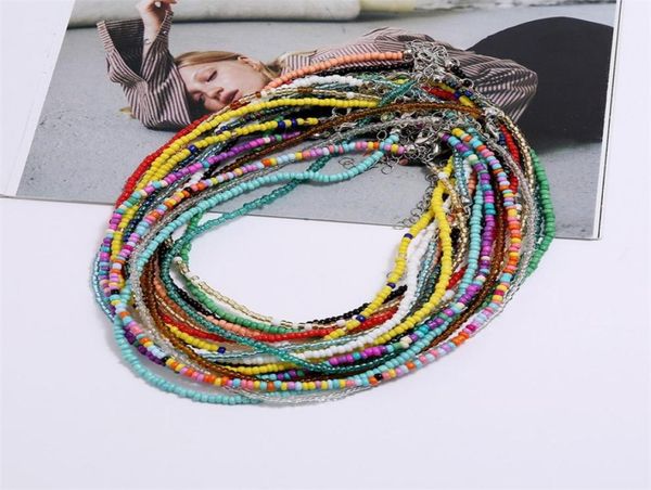 

bohemia handmade rainbow seed beaded necklace women039s fashion wild sweet colorful collar choker necklaces jewelry gift 302 d34548689, Silver