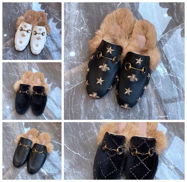 

luxurys designers women ladies warm slipper slides winter fur fluffy furry sandals slippers comfortable fuzzy girl flip flop with 3919838, Black