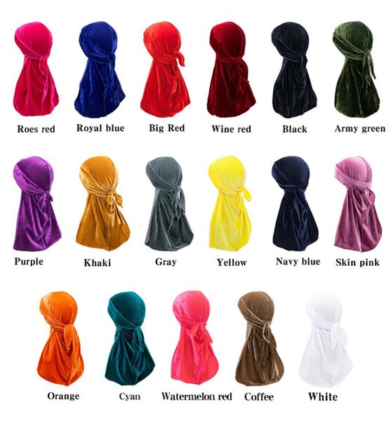 

gold velvet long tail braid pirate hat baotou hat turban hat velvet durag1941915, Blue;gray