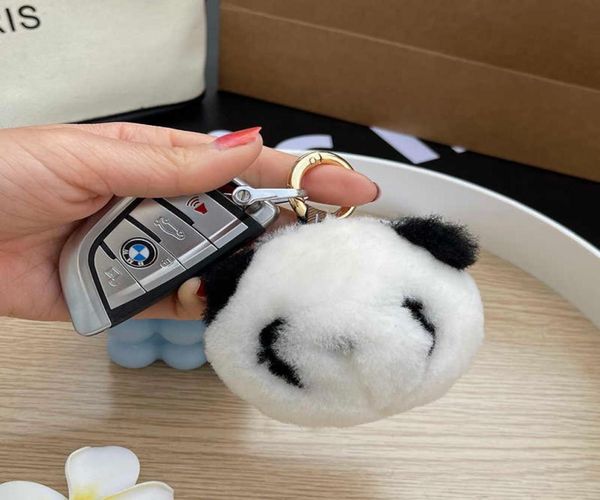

cute little panda car key chain korean design ins plush doll bag pendant3105767, Silver