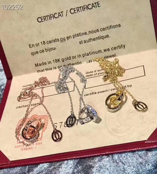 

luxury classic designer s925 sterling silver screw forever love double round circle pendant necklace for women jewelry3683114