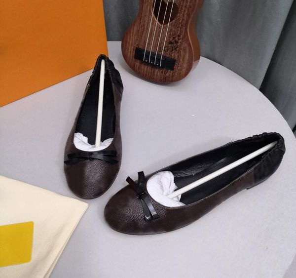 

women shoes leather bow sandal round toe ballet pumps fashion luxury designer womens casual shoes women splicing pumps luxury wome3013535, Black