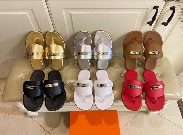 

2022 flip flops slippers luxury designer sandals short heel french temperament net red flat bottom two cm metal buckle clip niche 1314545, Black