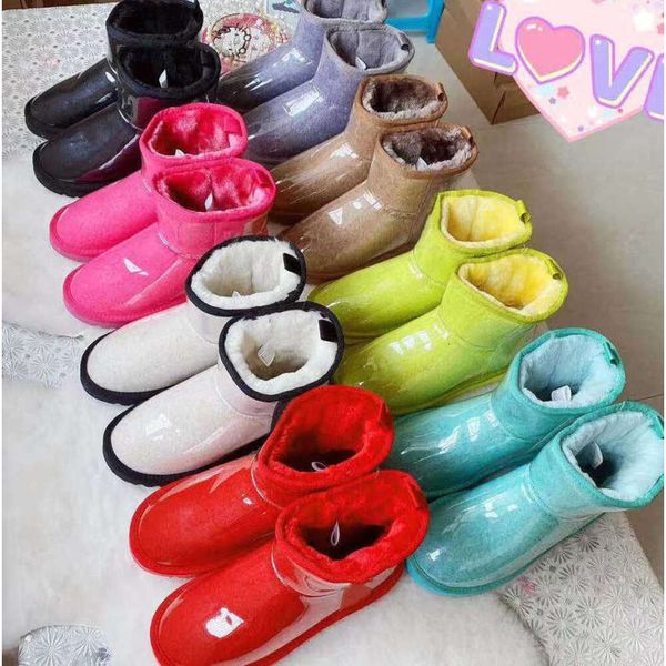

2024 australian designer classic clear mini ugglies boots sheep wool cashmere children kids child short ii triplet australia baby boys girls, Black