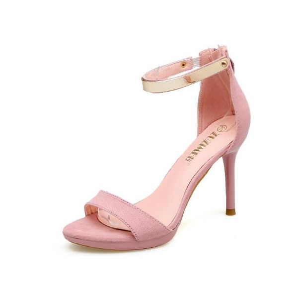 

2017 concise suede high heels sandals women sequined ankle strap summer flock dress shoes woman open toe sandals heel height 10cm2053524, Black