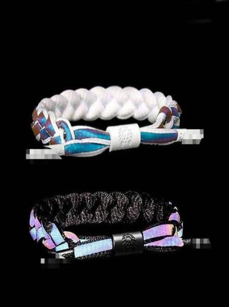 

lion head offclat bracelet valentine039s day limited holographic reflective braided shoelace bracelet for women men couple8535603, Black