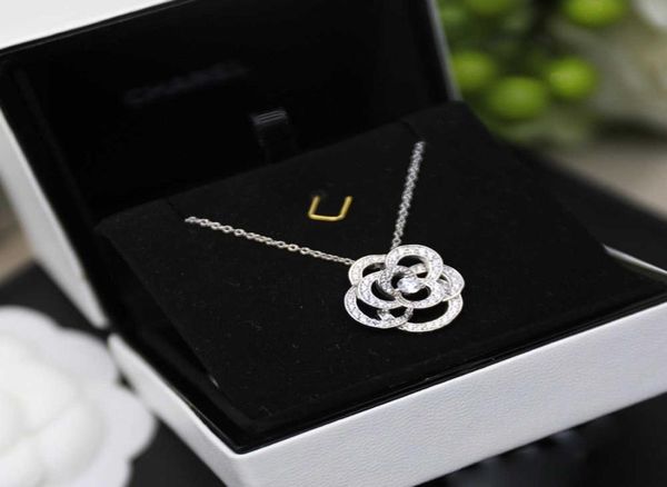 

s925 sterling silver hollow camellia necklace women luxury brand jewelry elegant party girlfriends shiny joker contracted 20217407090