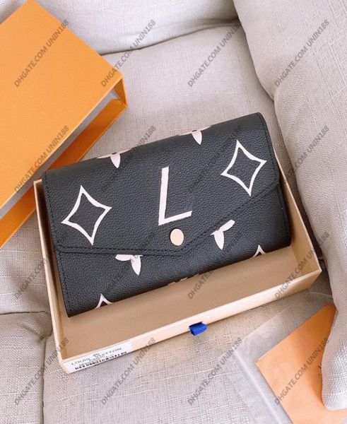 

mens womens sarah long wallets solid color handbag luxurys designers bag ladies travel wallet coin purse with original box m804964391640, Red;black