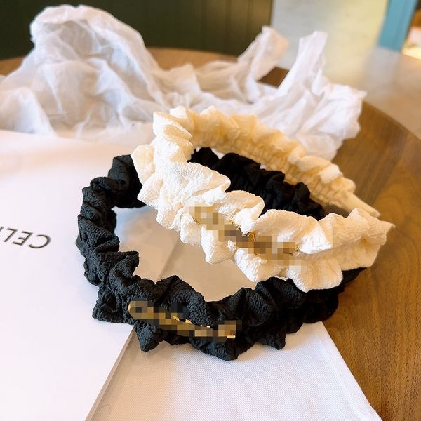 

fashion trend women's headband alloy letter black pleated hair hoop hairpin head band brand, Black;brown