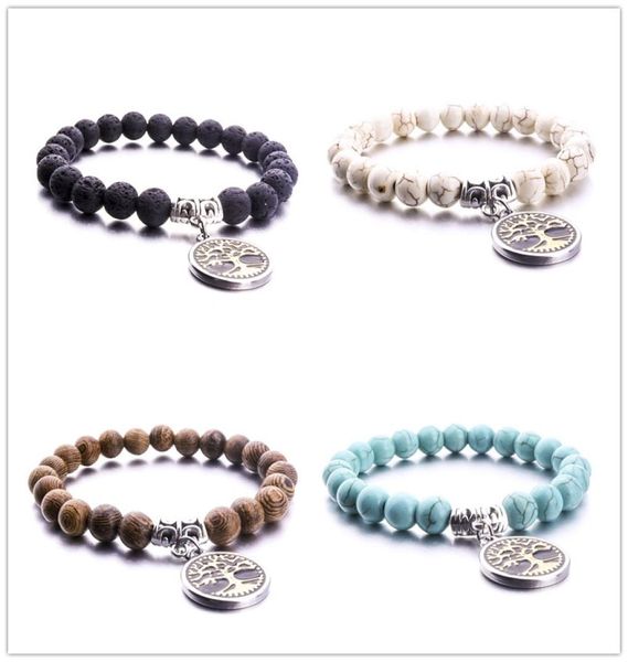 

4colors 8mm black lava stone beads tree of life bracelet diy essential oil diffuser bracelet for women men1532053