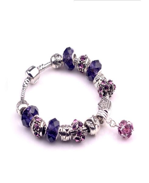 

fashion fit charm accessories beads bracelets pink purple crystal bracelets bangles charm magnoliaeflora beads diy wedding jewelry6990998, Black