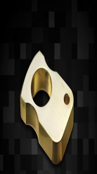 

new brass knuckles duster edc defense single finger buckle outdoor tactical camping and breaking windows tool2785598