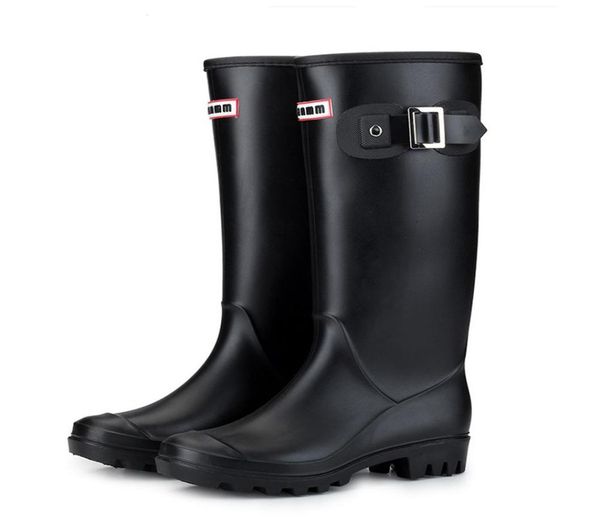 

designerwomen warm lined rain boots winter block heel buckles antislip round toe pullon insulated wellington high waterproof8257910, Black