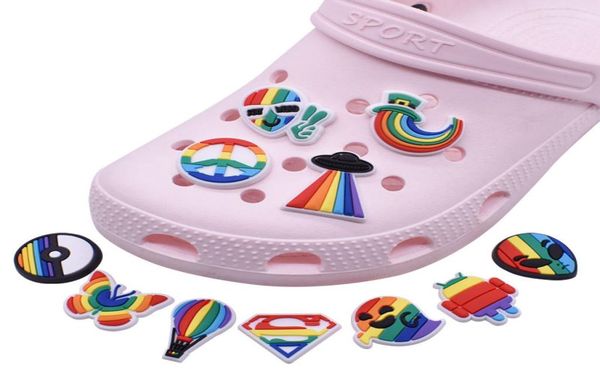 

wholesale rainbow charms fit for shoes and wristband bracelet decoration kids teen adulty party gifts5638259, White;pink